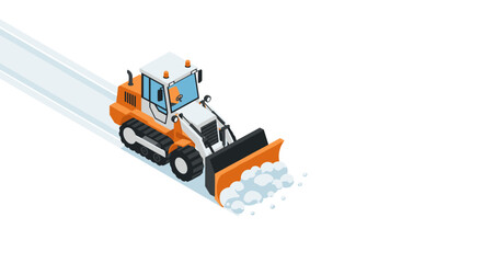 Fototapeta premium Isometric snow plow on a clear path with clean white background