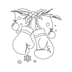 Boxing Gloves Adorned with Holly and Ornaments, Festive Holiday Design