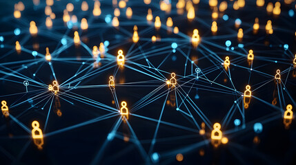 Advanced artificial intelligence system visualizing professional networks, lead generation, and partnership opportunities in a digital corporate ecosystem.