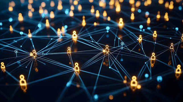 Advanced artificial intelligence system visualizing professional networks, lead generation, and partnership opportunities in a digital corporate ecosystem.