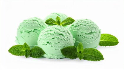 ice cream with mint on white 