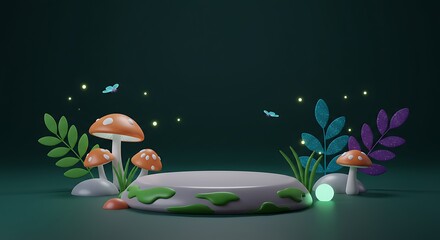 Fantasy Night Podium with Glowing Elements