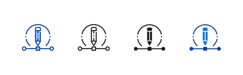 Design icon set containing line, blue and glyph style vector icons