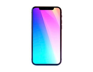 Front view of smartphone with colorful gradient screen on black background