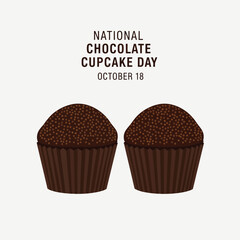 National chocolate cupcake day celebration october 15 delicious sweet treat festive holiday dessert illustration vector