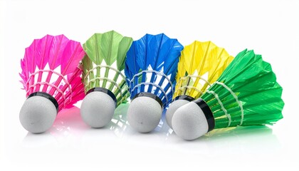 colorful badminton shuttlecock on a white 