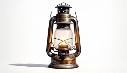 old oil lamp on white background
