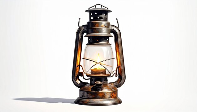 old oil lamp on white background - Powered by Adobe