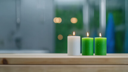 Serene candles in tranquil setting create calming atmosphere, enhancing relaxation and peace
