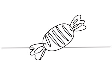 Continuous one line drawing of sweet candy. Chocolate. one line Icon drawing with white background