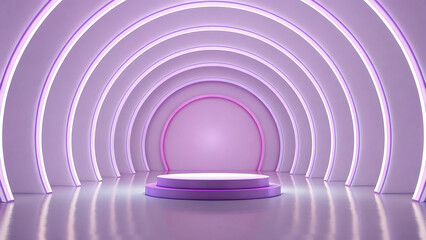 Obraz premium Futuristic Purple Showcase Circular Stage for Product Presentation