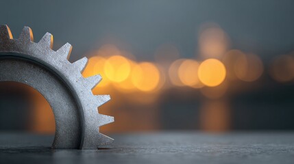 Industrial gear closeup urban workshop macro photography dim lighting abstract design for engineering visuals