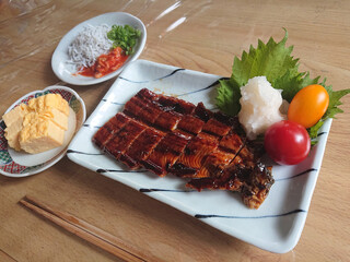 A grilled japanese eel on the plate ～ a japanese 