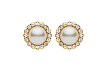 Elegant pearl and diamond stud earrings exude timeless luxury