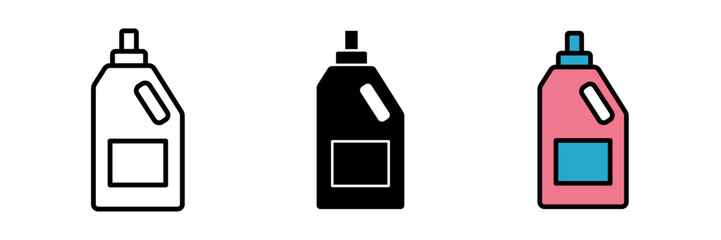 liquid detergent icon Vector illustration detergent bottle icon Isolated on White Background stroke, filled and colored concept for web design.
