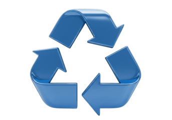 Isolated blue recycling symbol environmental protection concept three dimensional render graphic element for sustainability and ecological awareness