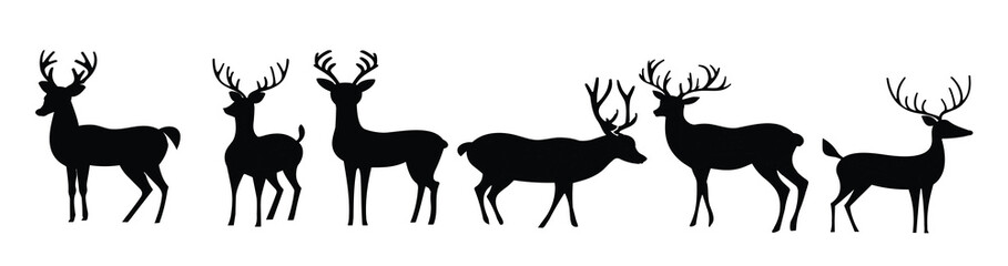 set of deeres collection of deer and reindeer deer flat vector illustration