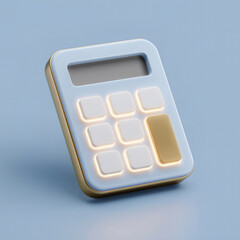3D calculator icon with luminous blue glow