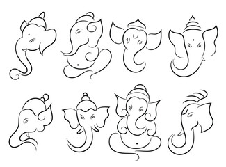Set of ganesh vector illustration