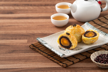 Moon cake yolk pastry for Mid-Autumn Festival holiday.