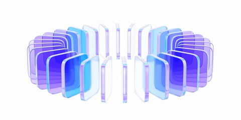 Fototapeta na wymiar Abstract background design, composition with glass shapes, 3d render