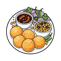 Delicious indian chole bhature meal with chickpeas and spicy curry isolated on transparent background
