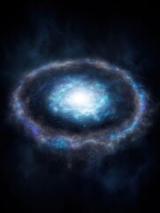 Vast cosmic galaxy surrounded by stars and nebulae with spiral structure in deep space illustrating universe and astronomical phenomena