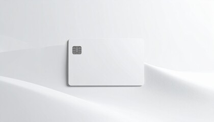 Blank white credit card mockup on a white surface, ready for personalization and branding