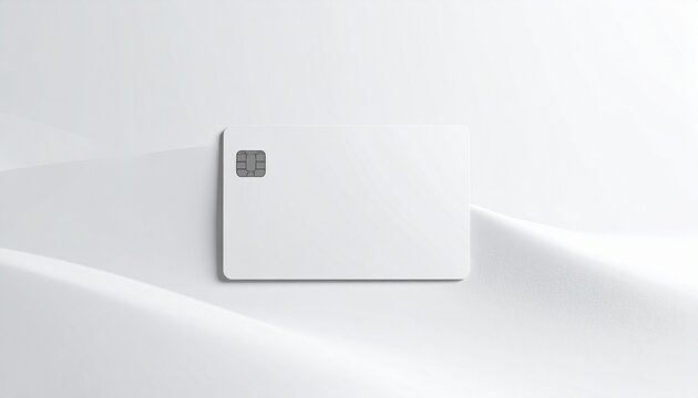 Blank white credit card mockup on a white surface, ready for personalization and branding
