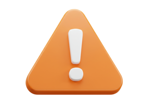 Orange warning sign PNG illustration isolated on transparent background attention danger caution alert safety