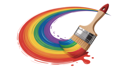 Vibrant rainbow arc painted by a professional brush, creative artistry