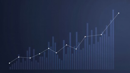 Naklejka premium Business growth chart, financial graph, stock market trend, blue background