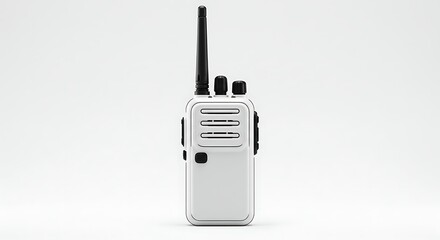 White two way radio with antenna isolated on white background