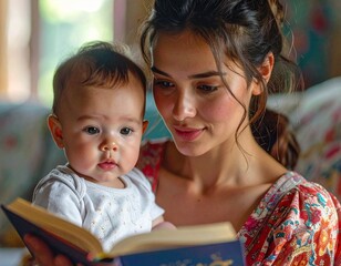 Mama czytająca książkę swojemu dziecku