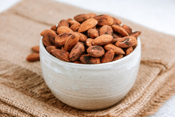 Roasted almonds close-up. A vegan superfood.