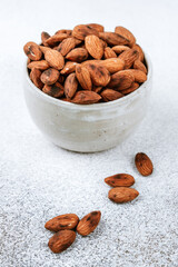 Roasted almonds close-up. A vegan superfood.