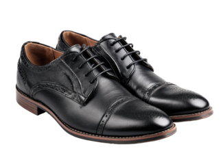 Pair of black leather dress shoes (1)