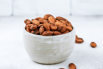 Roasted almonds close-up. A vegan superfood.