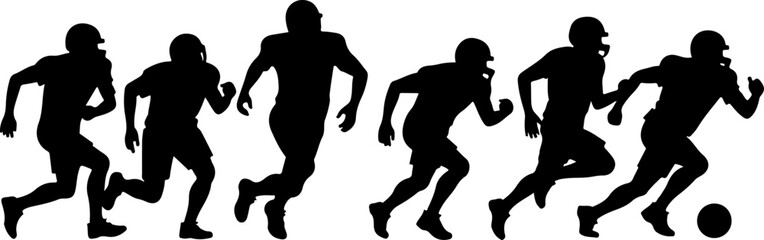 Fototapeta premium American Football Team Players Running Silhouette