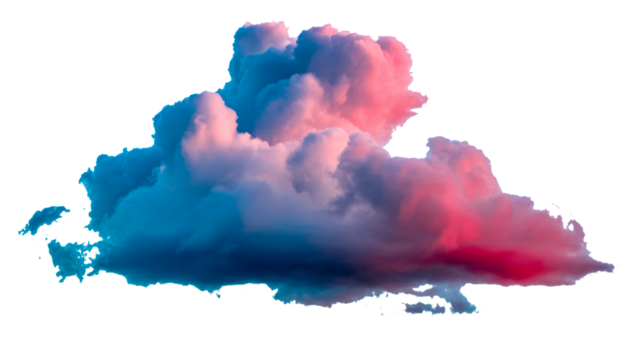 Vibrant pink and blue storm cloud formation at sunset