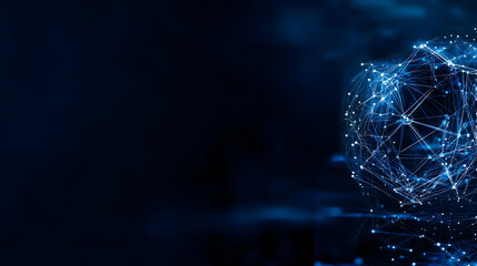 Abstract blue background with connecting dots and lines. Plexus effect. Abstract science geometrical network background,