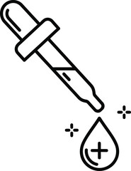 Dropper pipette dripping essential oil drop with sparkle bubbles abstract healthcare science medicine concept line art vector
