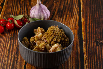 Vegan dietary steamed romanesco cabbage