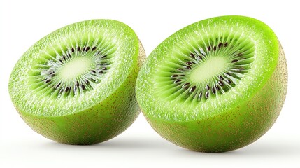 Fototapeta premium Half - Sliced Fresh Kiwifruit on White Background