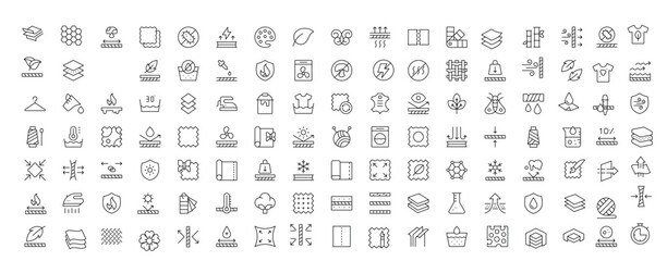 Set of Fabric Material line icon set. Fabric Features, Materials, Fabric Business web icons in line style. Product, industry, shop, symbol.