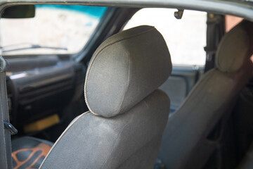 Interior of a old vehicle headrests.
