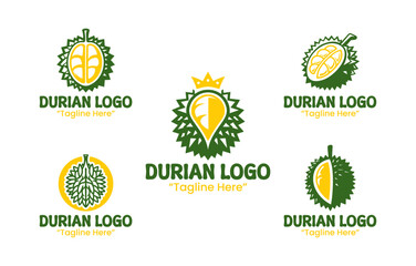 5 Durian Logo Set Exotic Fruit Branding Logo Collection