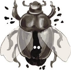 A delicate illustration combining natural and spooky elements, featuring a richly textured brown and red feather. Three simple white ghost outlines with large black eyes are playfully floating around 