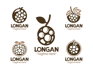 5 Longan Logo Set Tropical Fruit Branding Logo Collection