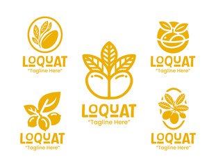 5 Loquat Logo Set Tropical Fruit Branding Logo Collection